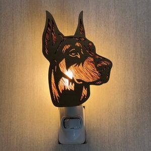 Doberman Pinscher Wood Laser Cut Night Light Plug In Wall Lamp Dog Lover Decor